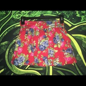 Red Skirt With Flower Pattern